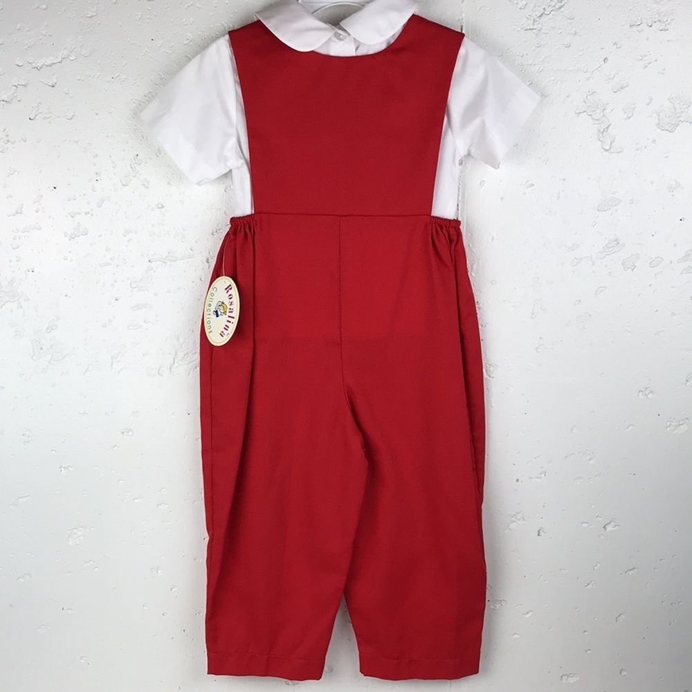 NWT ROSALINA COLLECTIONS Christmas Red Smocked Kicker Set - Picture 2 of 7